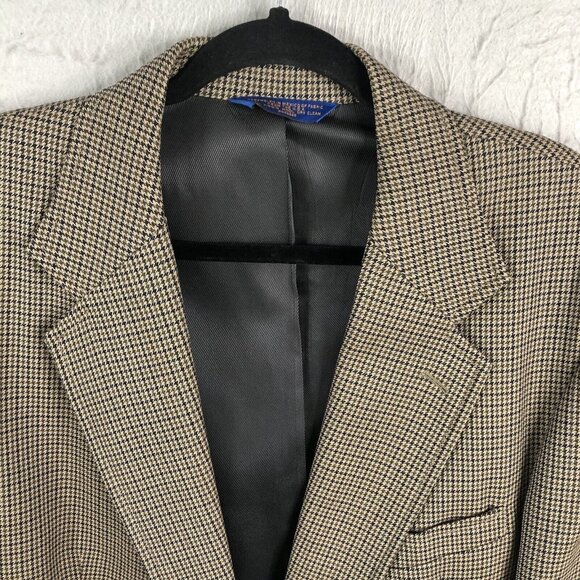 Vintage Pendleton Blazer Mens 42L Brown Houndstooth Wool Sport Coat Jacket - Picture 8 of 16